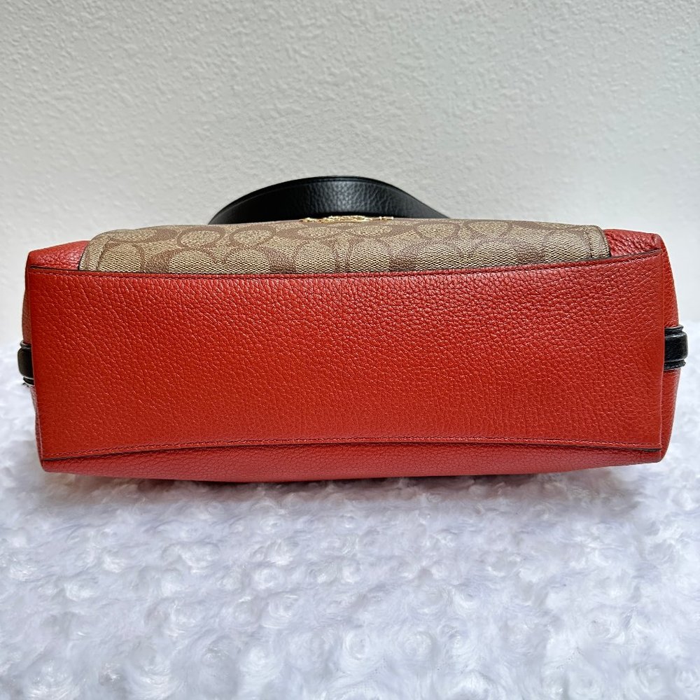 COACH Marlon Hobo 91386 Colorblock Sign Canvas Khaki/Orange, Crossbody in EUC - Picture 7 of 12